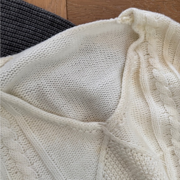 Fringe Knit Sweaters in Gray and Cream - Picture 2 of 6